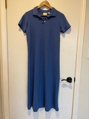 Women’s Petite Small L.L. Bean Blue Polo Cotton Midi Dress